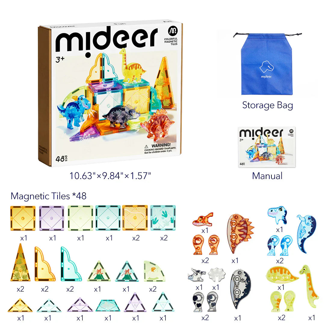 Colorful Magnetic Tiles Jurassic Adventure, Mideer