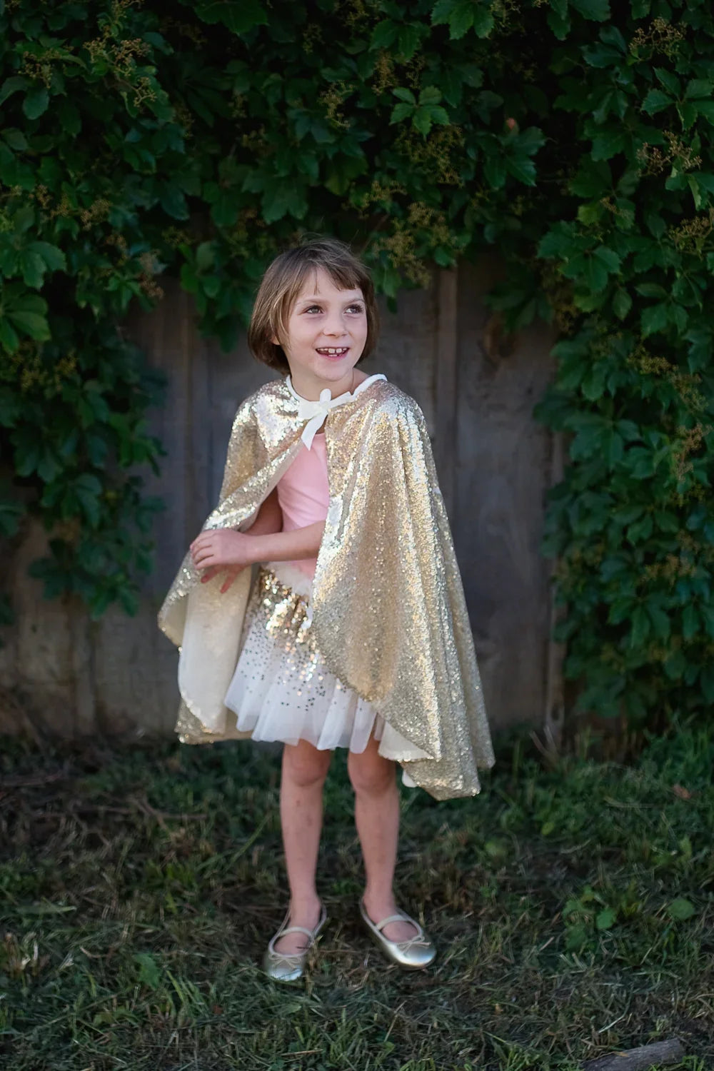 Gracious Gold Sequins Cape For Kids 5-6