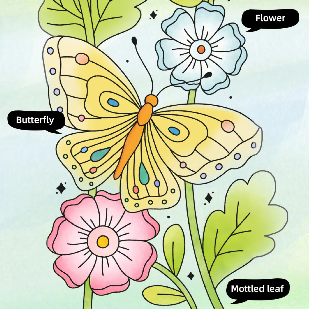 Watercolour Painting - The Flower and The Butterfly, Mideer