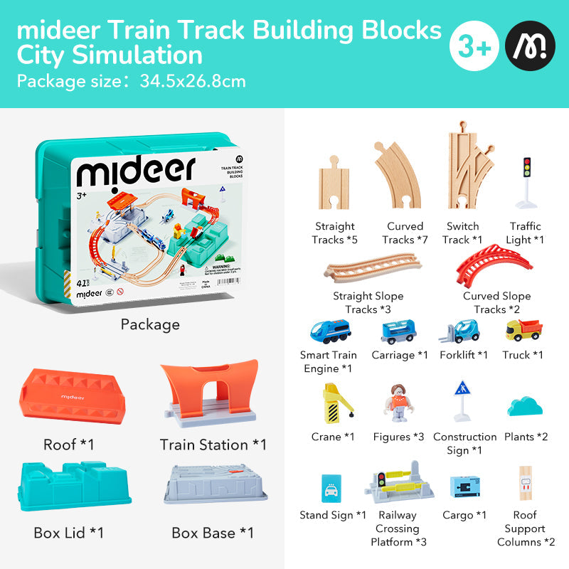 Train Track Building Blocks - Urban Adventure, Mideer