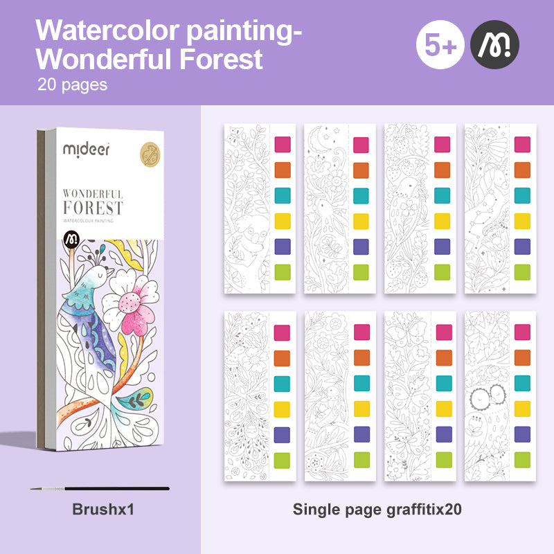 Mideer WONDERFUL FOREST Watercolour painting