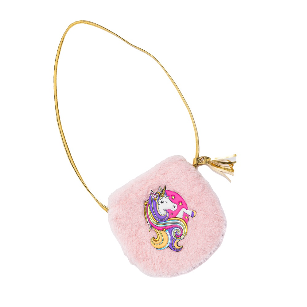 Fluffy Pink Unicorn Purse, Bag for Kids 3+