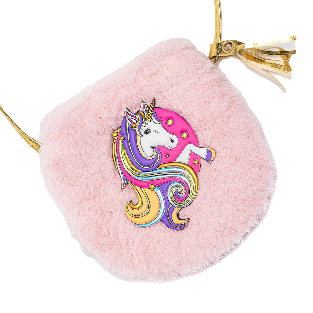 Fluffy Pink Unicorn Purse, Bag for Kids 3+