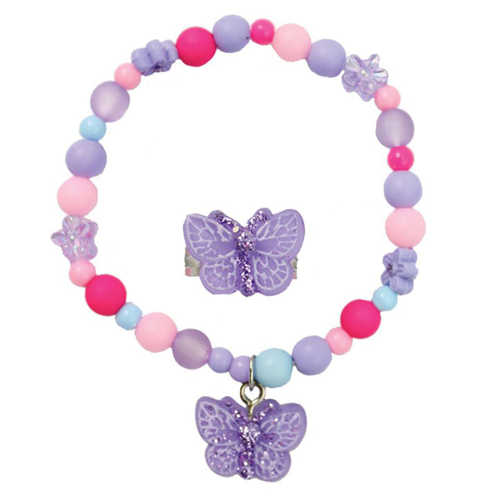 Sparkle Butterfly Ring and Bracelet Set, Costume Accessory for Kids 3+