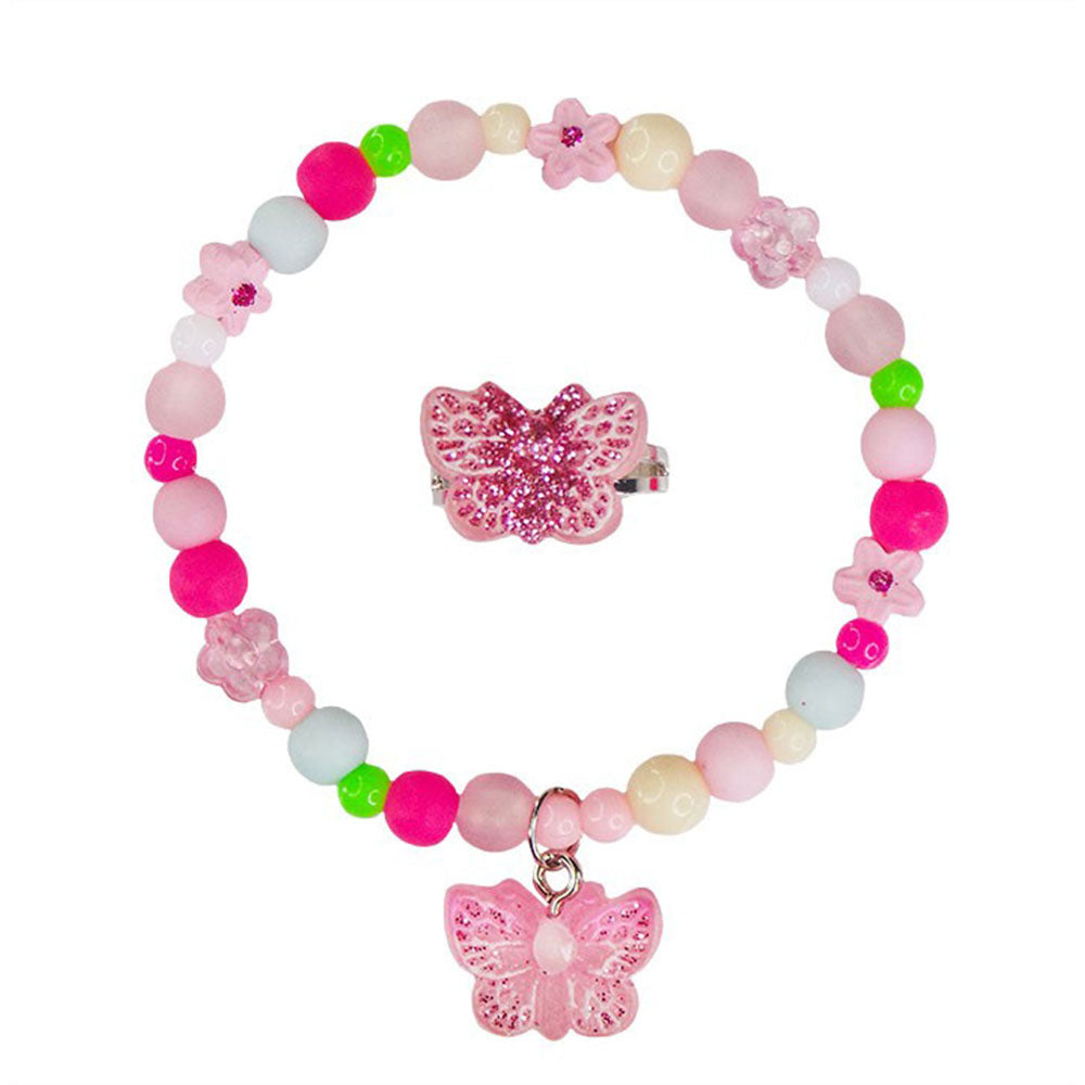 Sparkle Butterfly Ring and Bracelet Set, Costume Accessory for Kids 3+