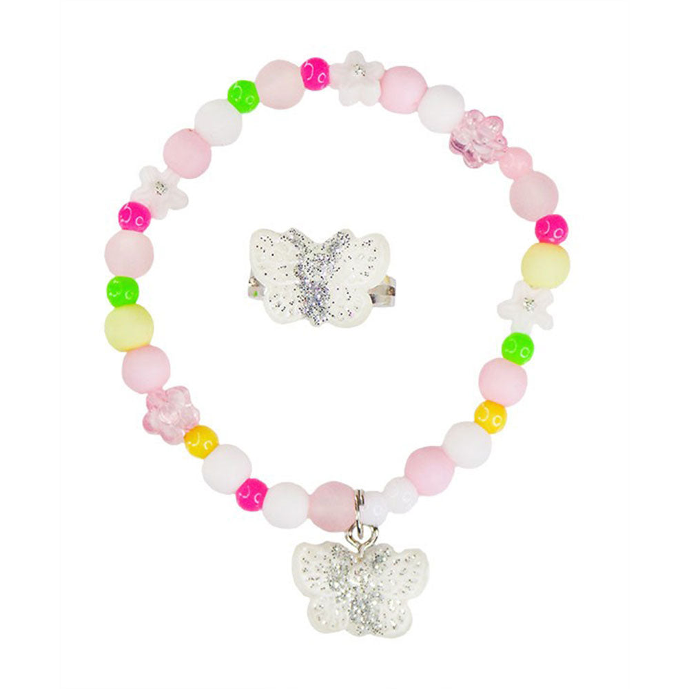 Sparkle Butterfly Ring and Bracelet Set, Costume Accessory for Kids 3+