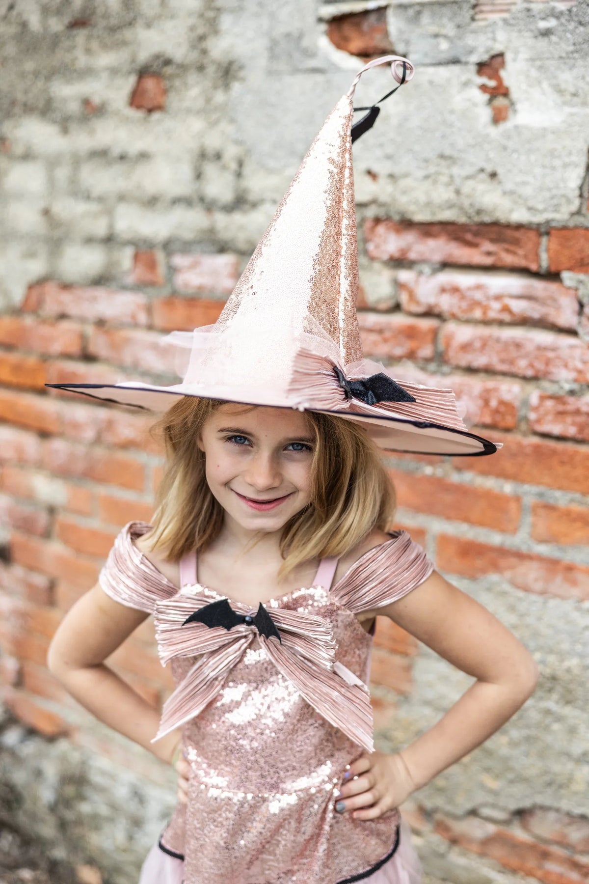 Glam Witch Dress With Hat, Halloween Costume For Kids 5-6