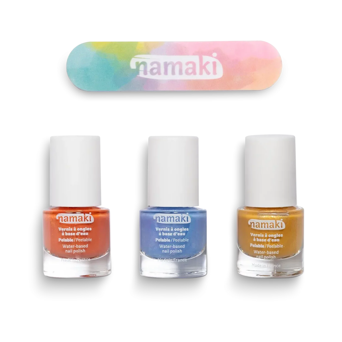 Water-based Nail Polishes Set of 3 + Nail File Sunset, Nail Polish Set for Kids 3+