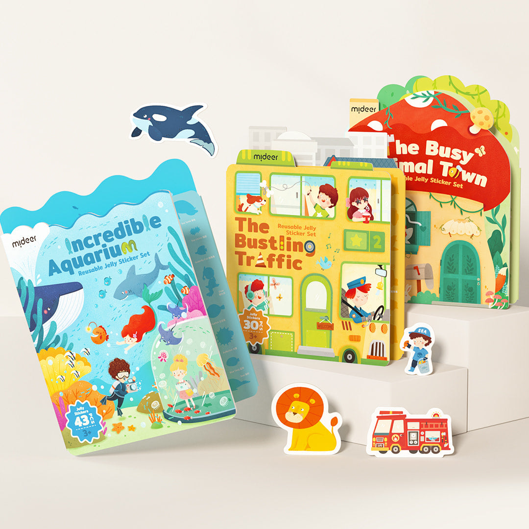 Reusable Jelly Sticker Set - The Busy Animal Town