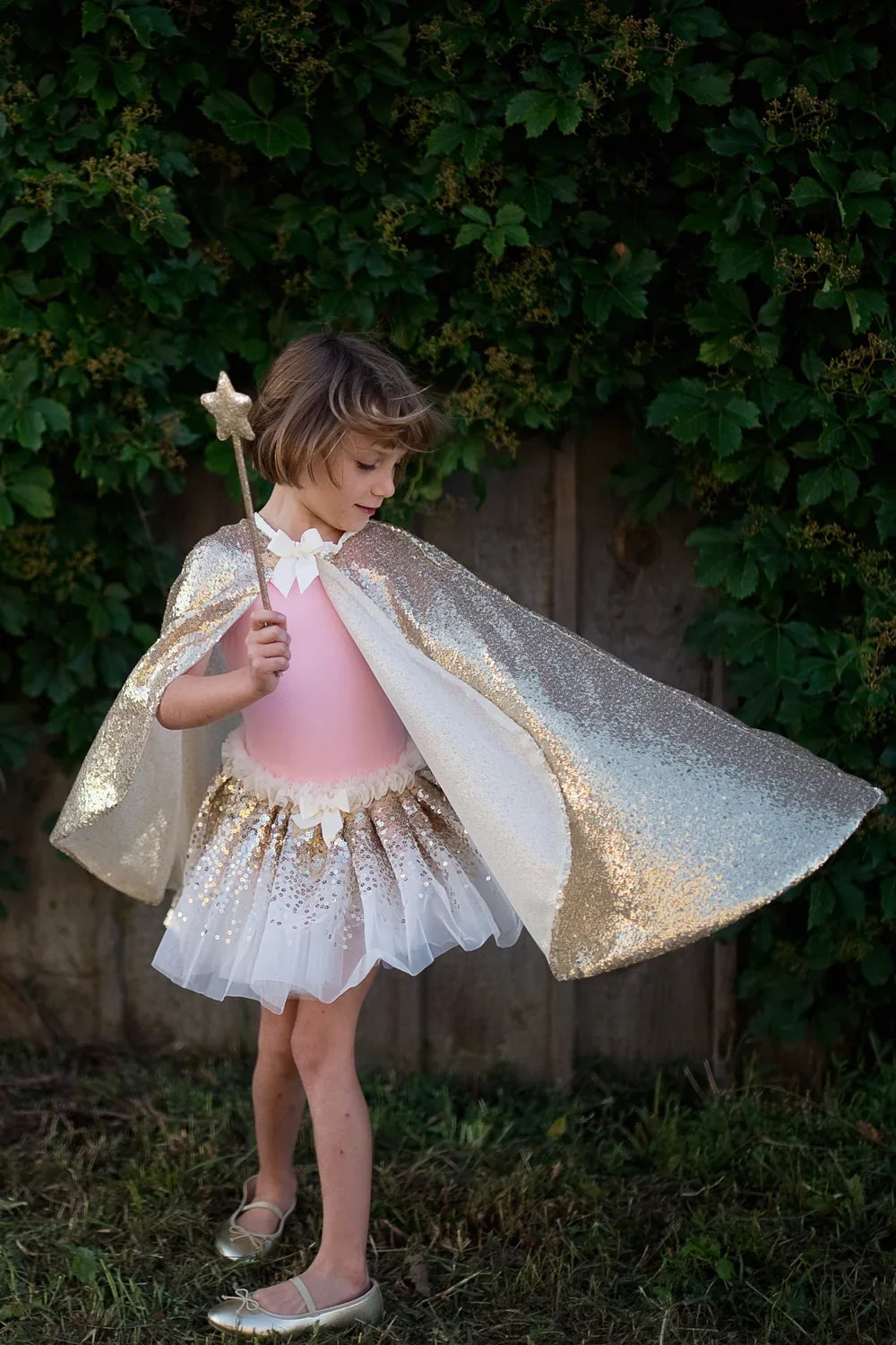 Gracious Gold Sequins Cape For Kids 5-6