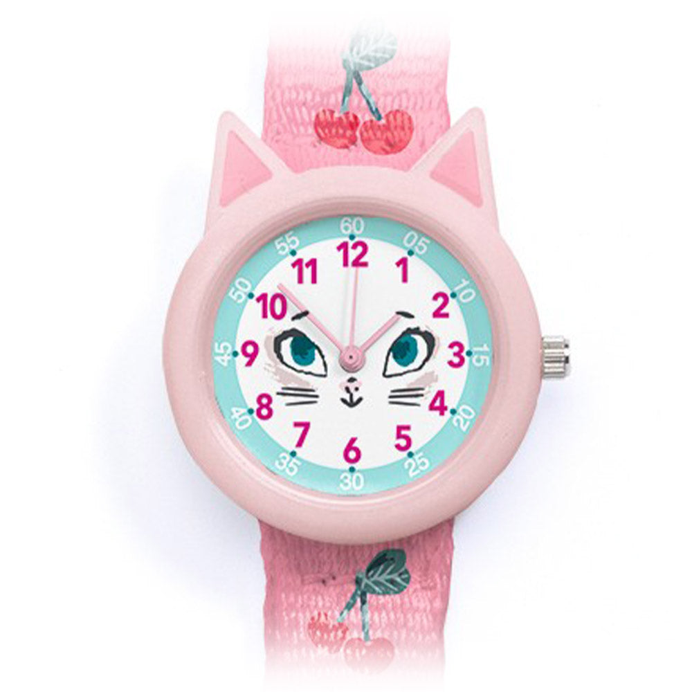 Cat, Kids Watch, 5+, Two-Dial Quartz Watch With Cat Illustration