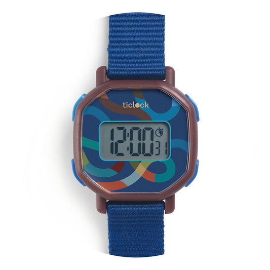 Blue Volute, Digital Watch, 5+, Dark Blue Dial With Stopwatch