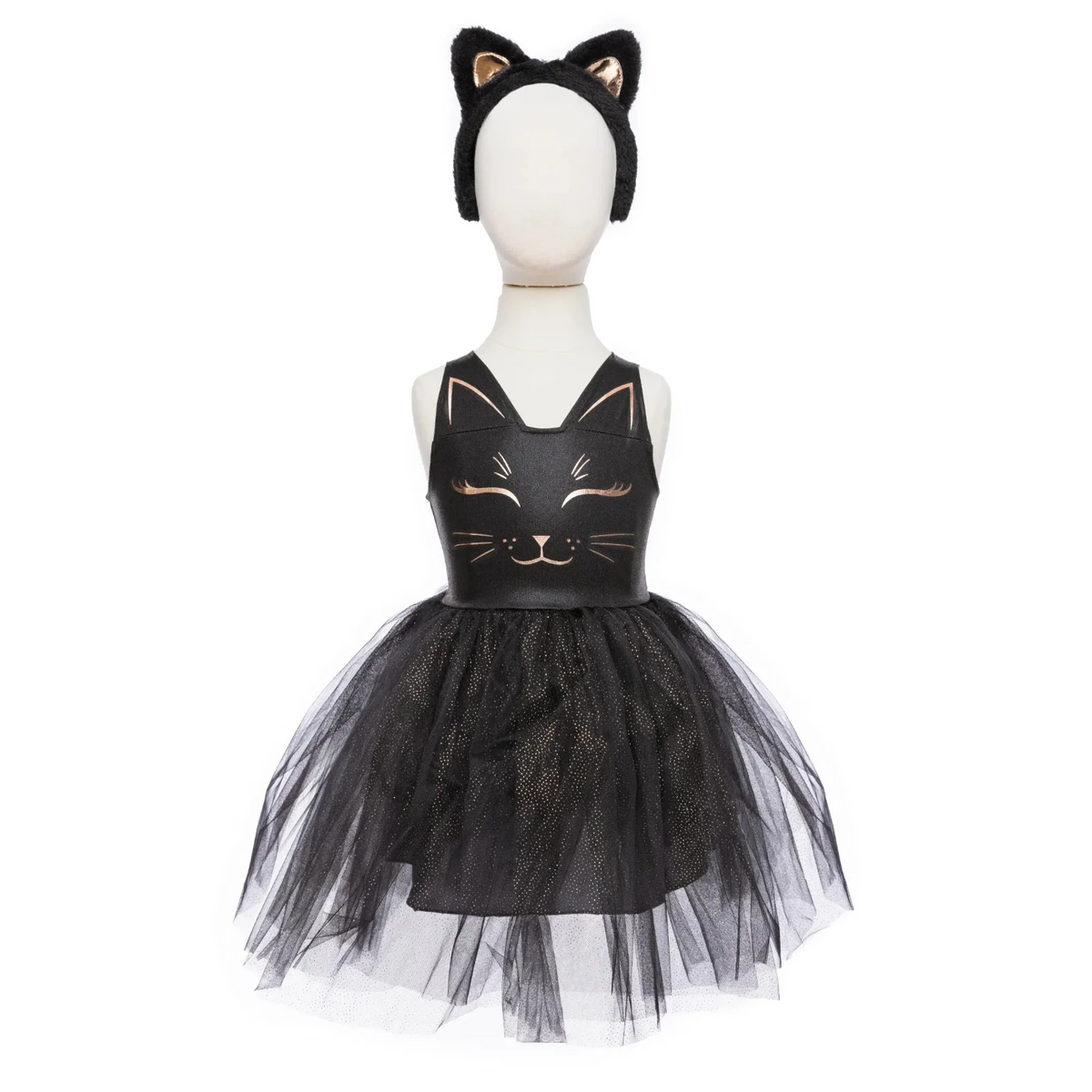 Black Cat Dress With Headband, Halloween Costume For Kids 5-6