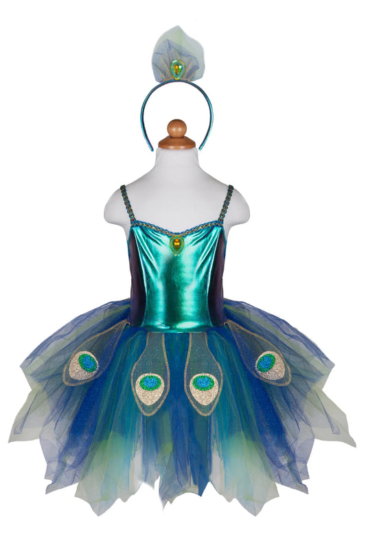 Pretty Peacock Dress With Headband For Kids 5-6