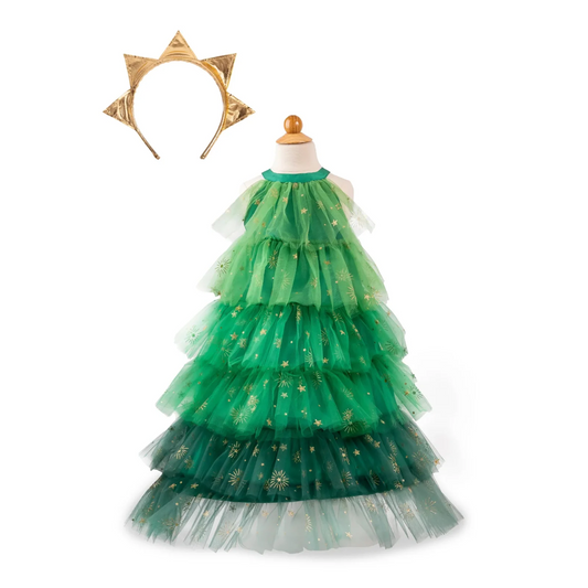 Christmas Tree Dress With Headband, Christmas Costume For Kids 3-4
