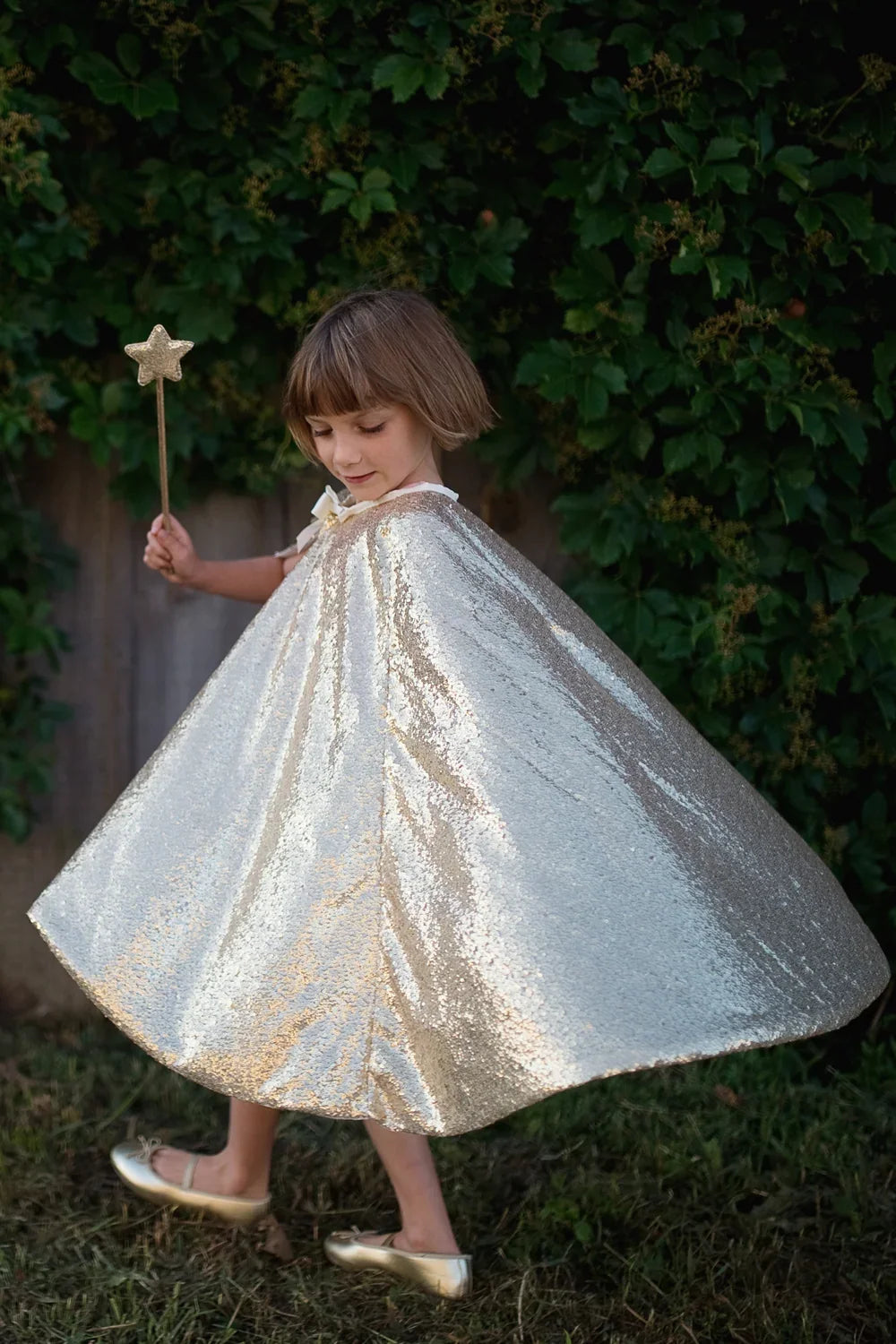 Gracious Gold Sequins Cape For Kids 5-6