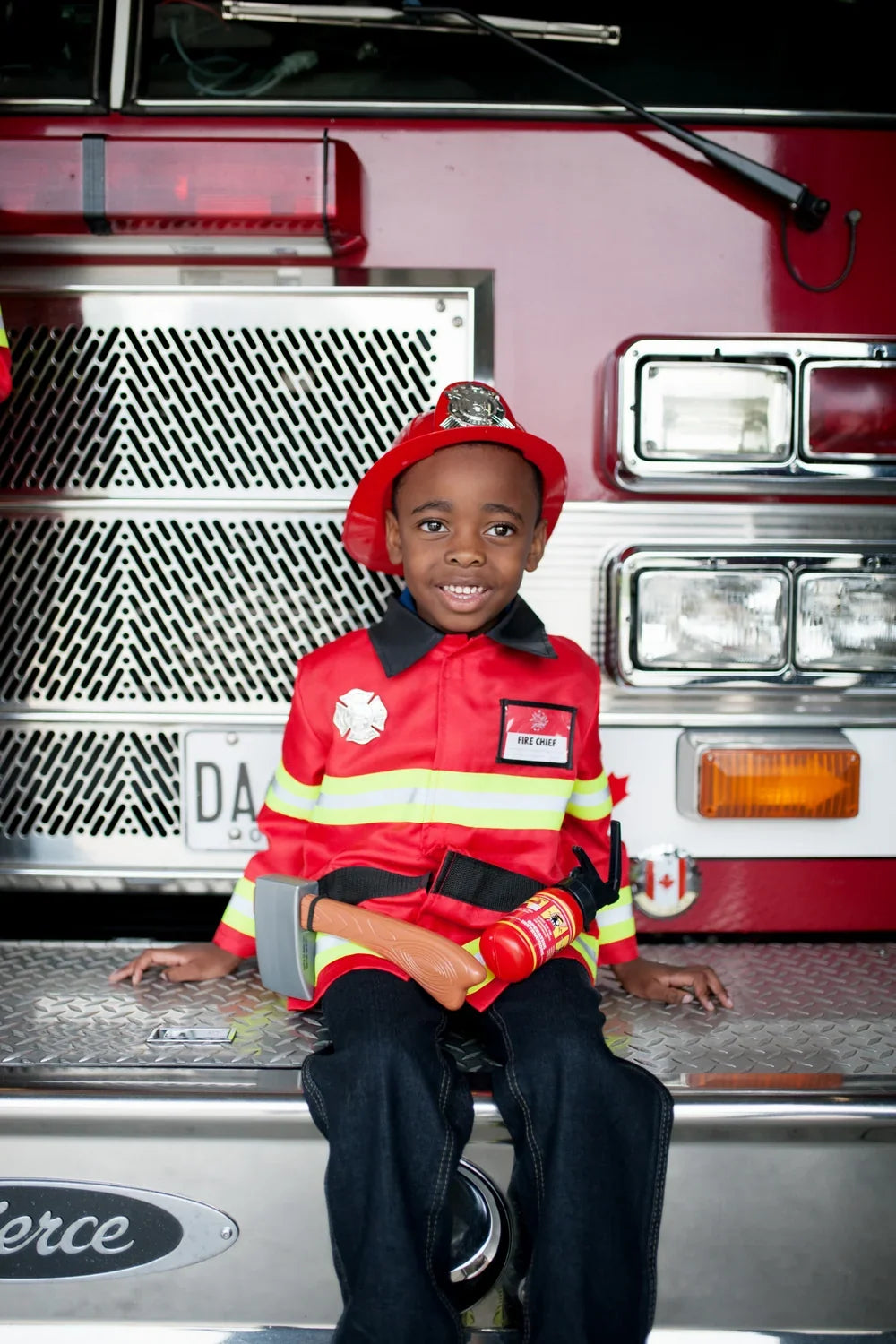 Fireman Coat Costume Set For Kids 3-5, 5-Piece