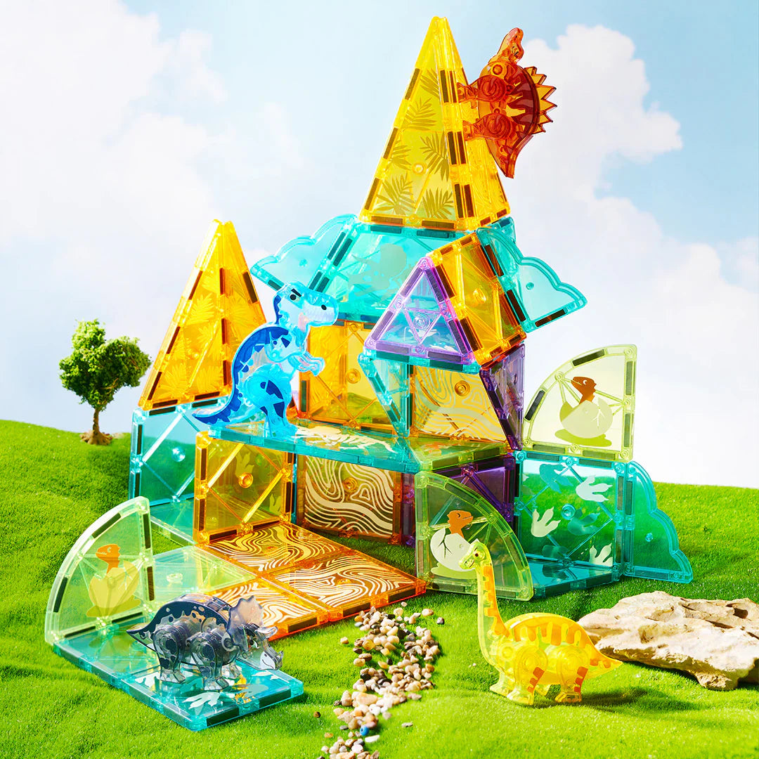 Colorful Magnetic Tiles Jurassic Adventure, Mideer