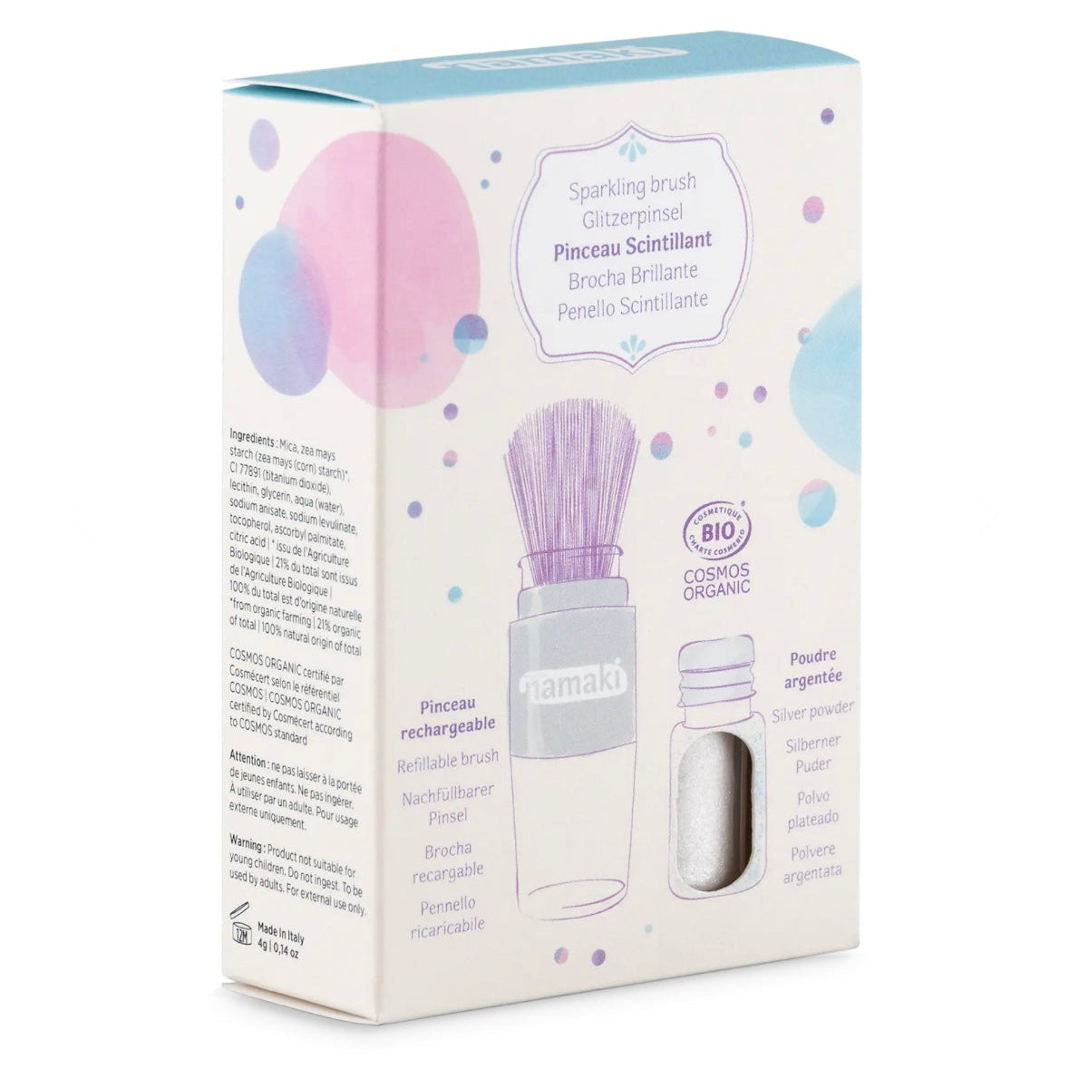 Magical brush & Sparkling powder Silver, Kids Makeup Set for Kids 3+