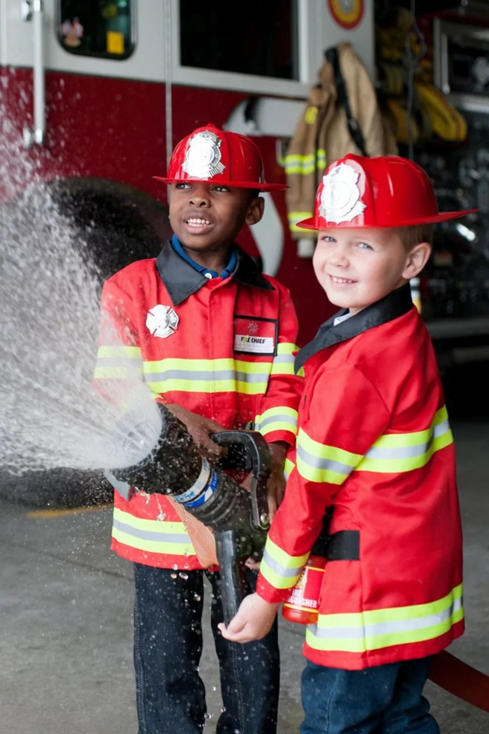 Fireman Coat Costume Set For Kids 3-5, 5-Piece