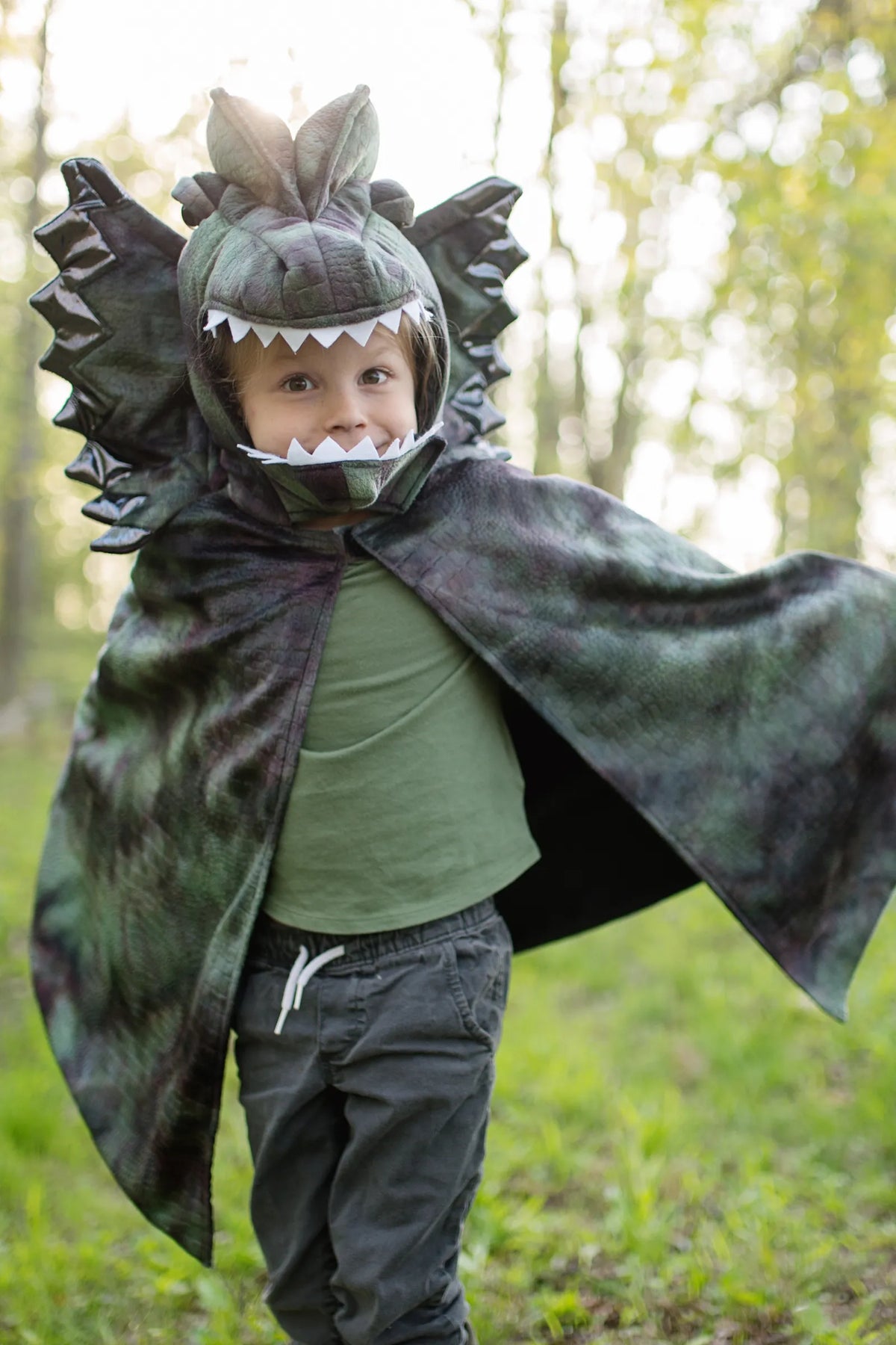 Grandasaurus Dilophosaurus Cape With Claws, Dinosaur Costume, For Kids 4-6