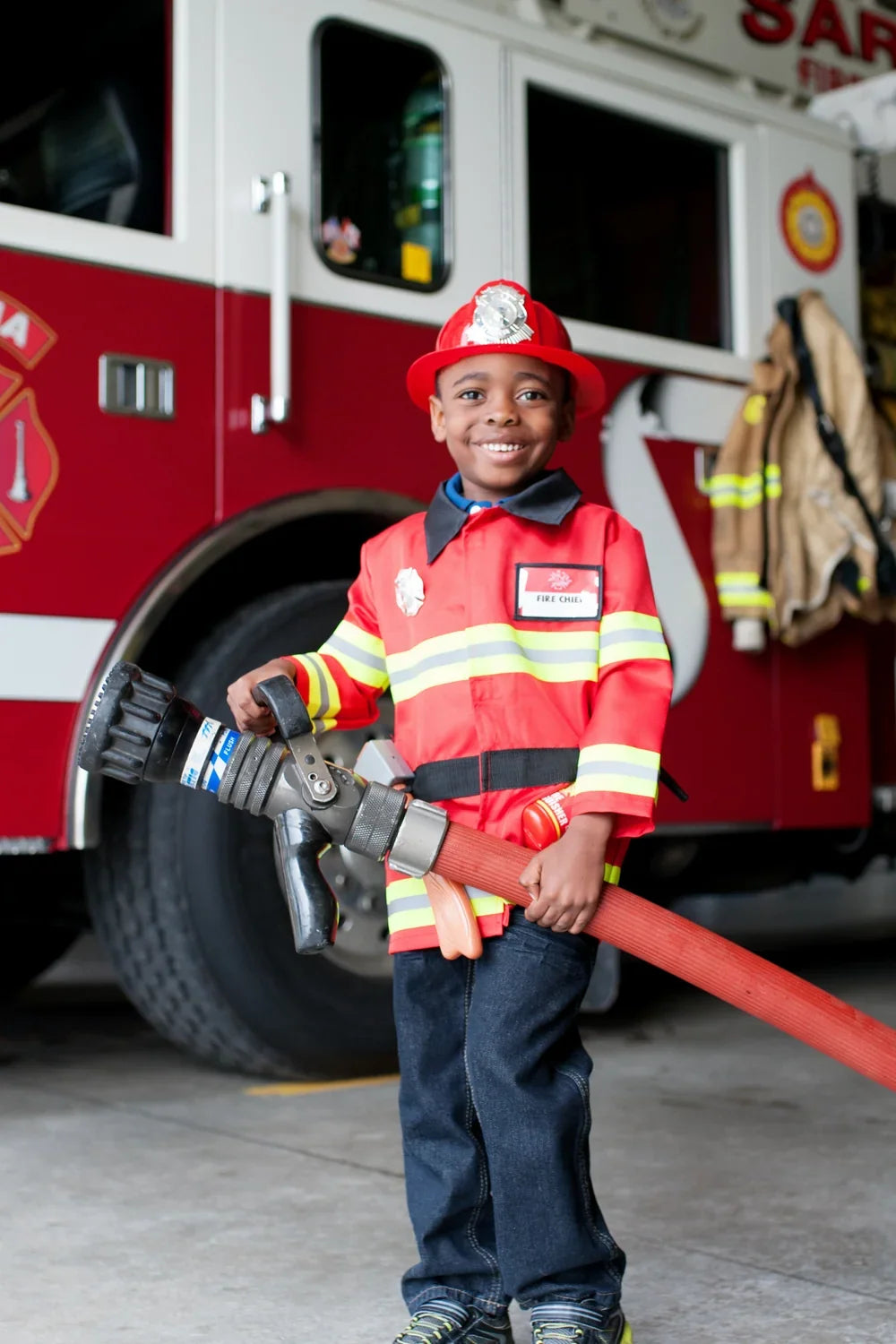 Fireman Coat Costume Set For Kids 3-5, 5-Piece