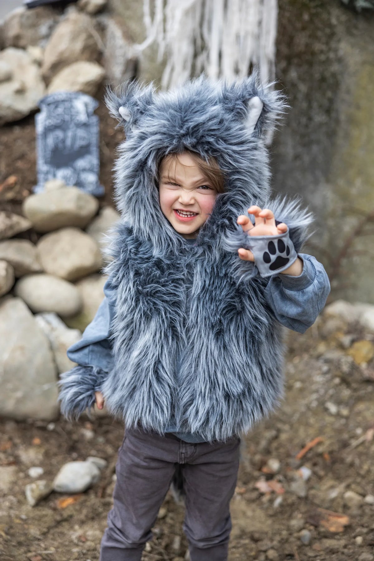 Big Bad Wolf Vest With Gloves Costume For Kids 3-4