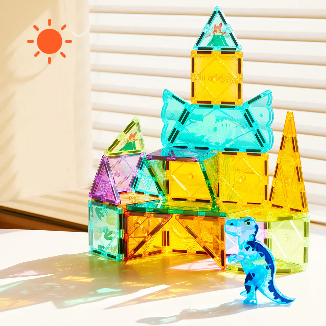 Colorful Magnetic Tiles Jurassic Adventure, Mideer