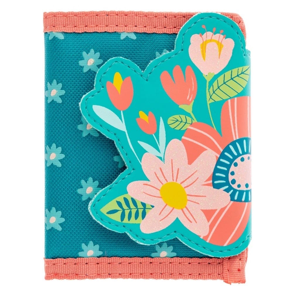 Turquoise Floral, Wallet for Kids 3+