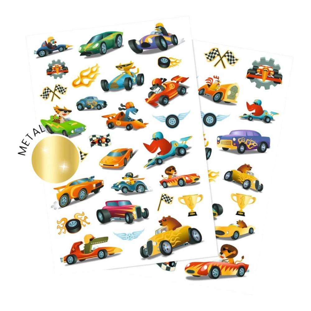 Temporary Tattoo Set 3+: Speedsters Racing Cars, Djeco