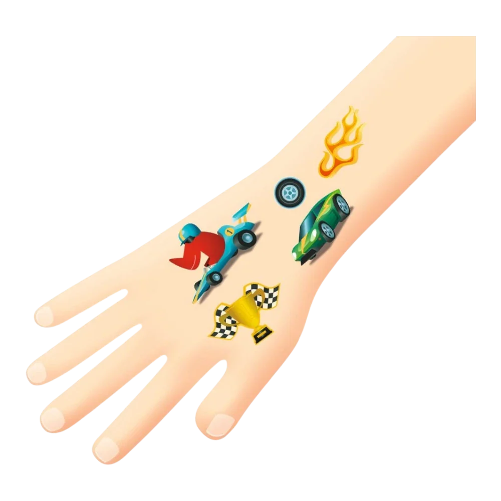 Temporary Tattoo Set 3+: Speedsters Racing Cars, Djeco
