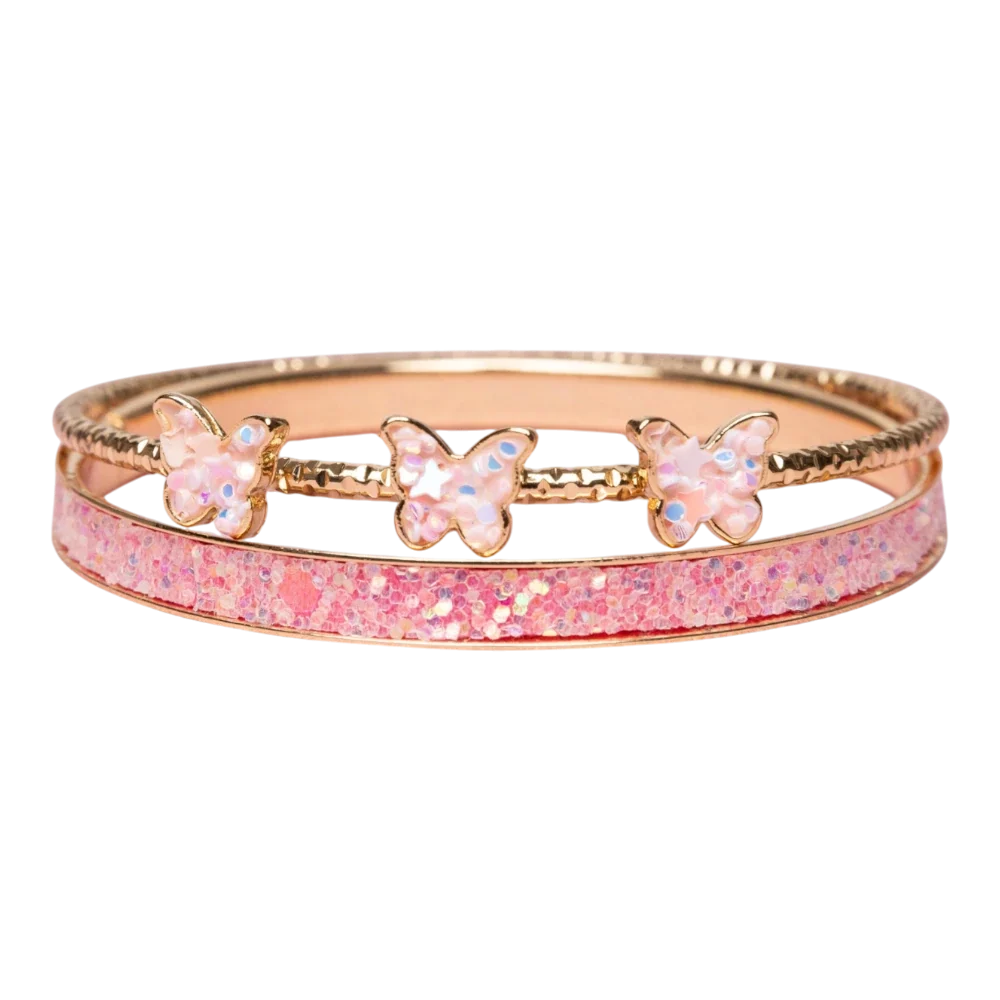 Boutique Chic Butterfly Bangles: 2 Pieces, Costume Accessory for Kids 3+
