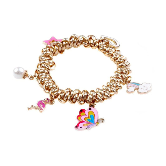 Charm-ed and Chain Gold Tone Bracelet, Costume Accessory for Kids 3+