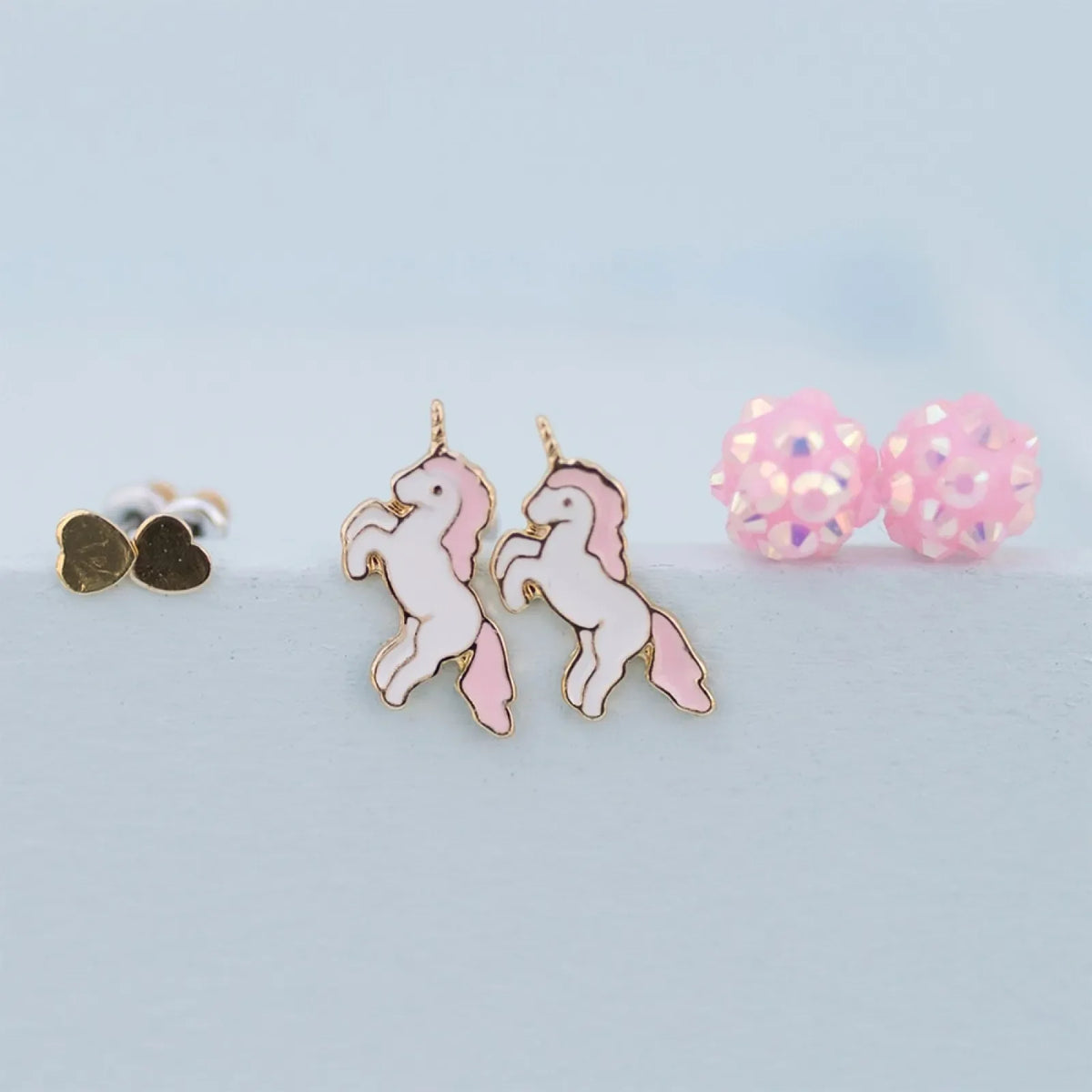 Boutique Unicorn Studded, Earrings, 3 Sets, Costume Accessory for Kids 3+