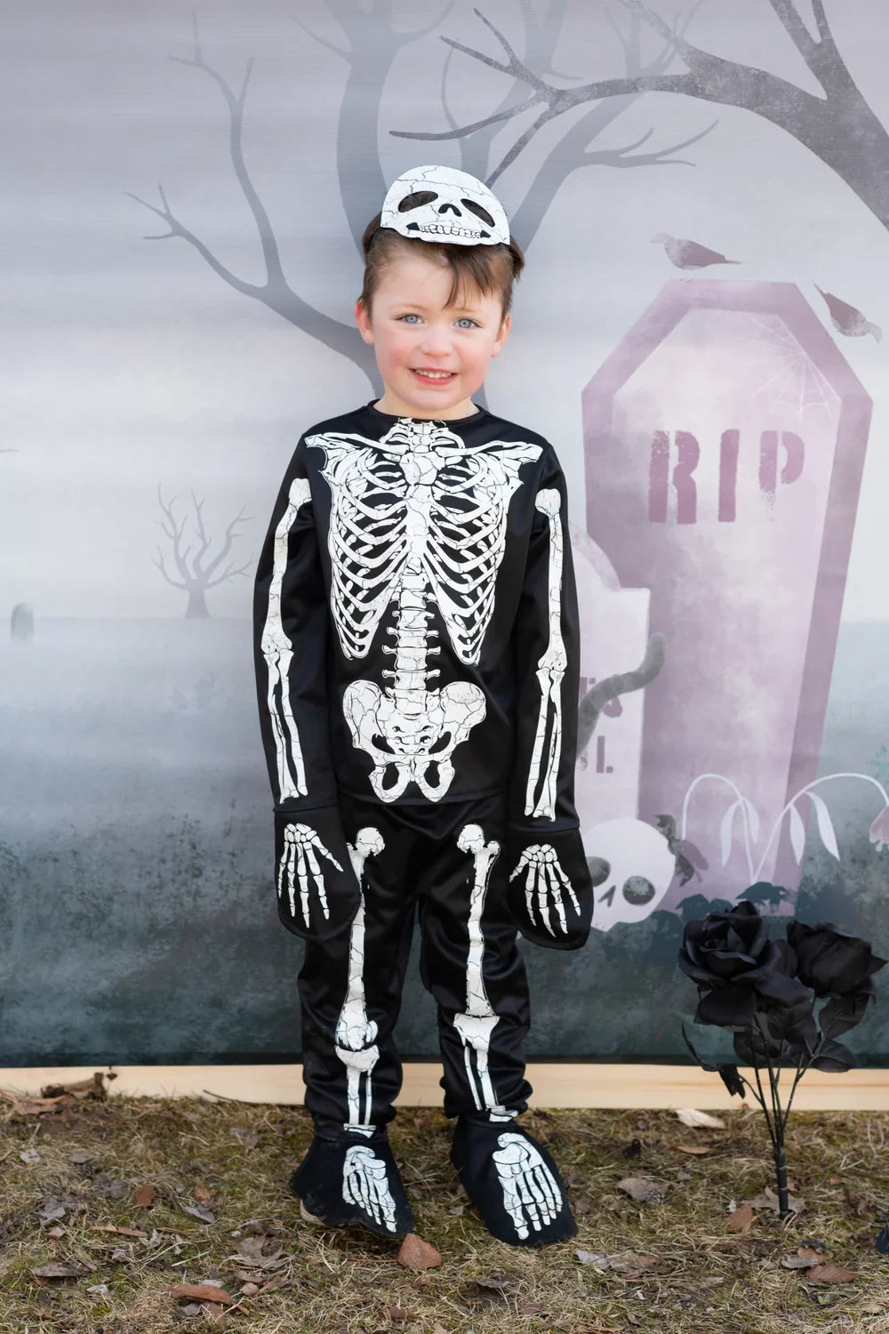 Glow In The Dark Skeleton Halloween Costume For Kids 5-6