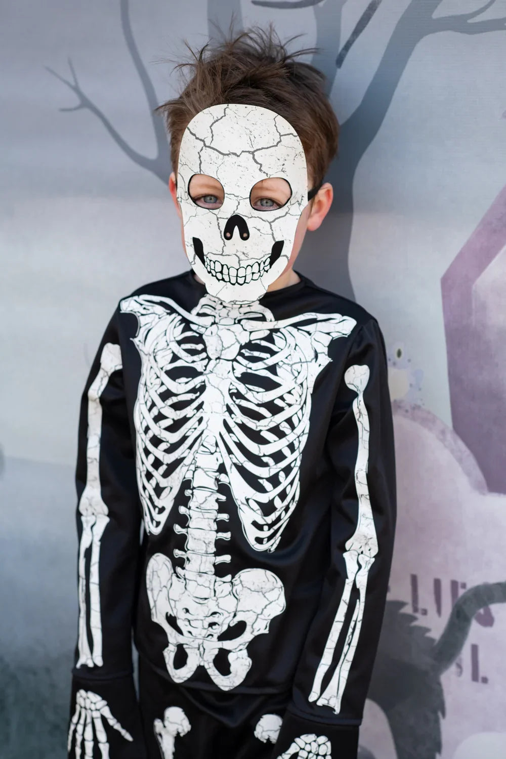 Glow In The Dark Skeleton Halloween Costume For Kids 5-6