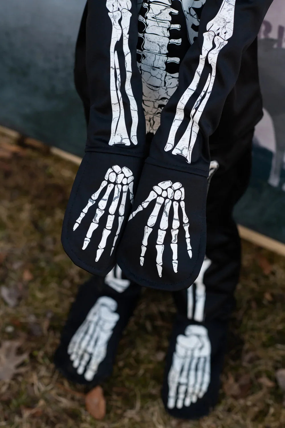 Glow In The Dark Skeleton Halloween Costume For Kids 5-6