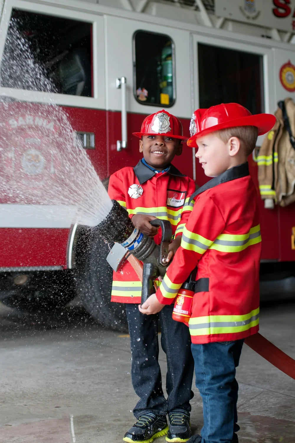 Fireman Coat Costume Set For Kids 3-5, 5-Piece
