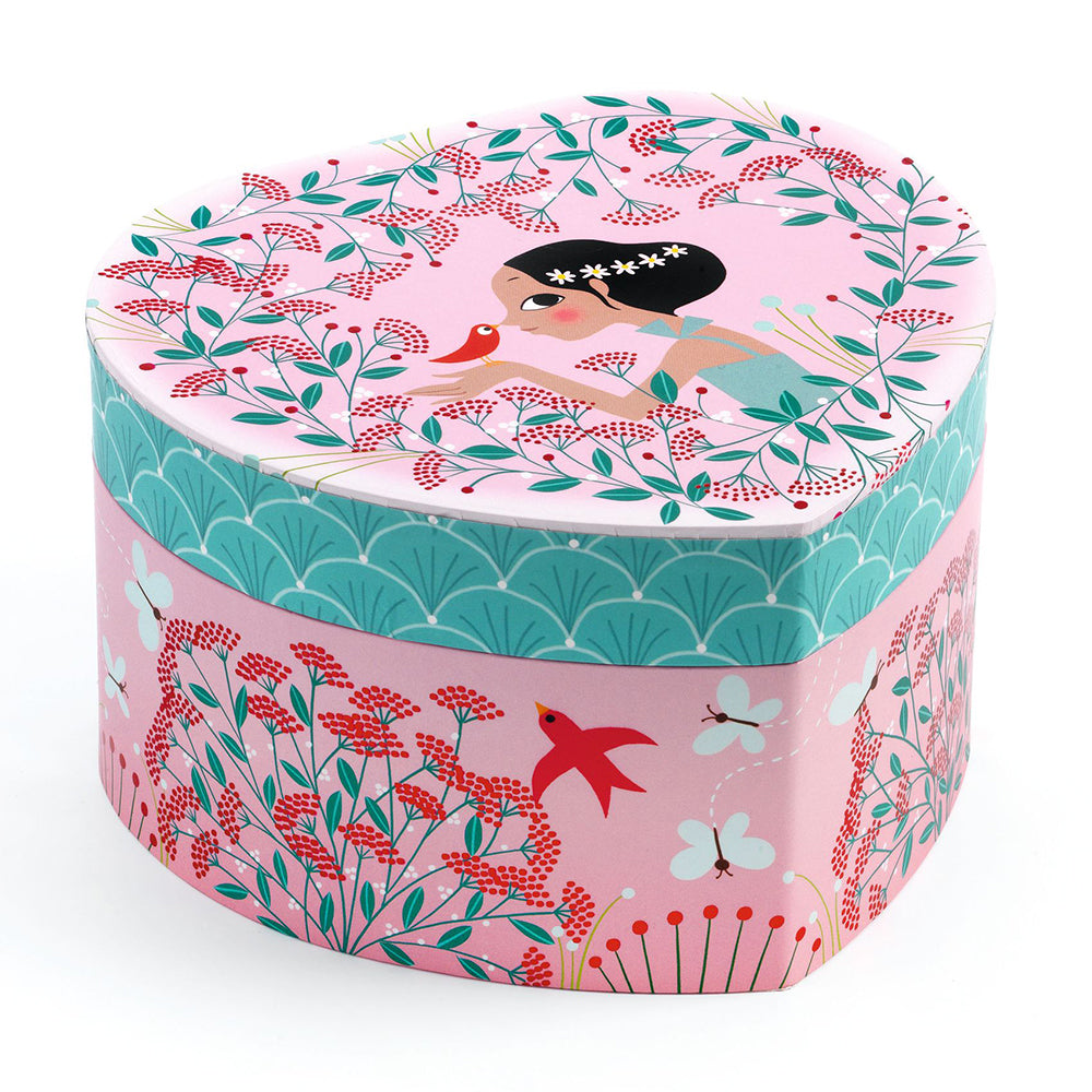 Spring Melody, Heart-Shaped Musical Jewelry Box, Spring-Inspired Design