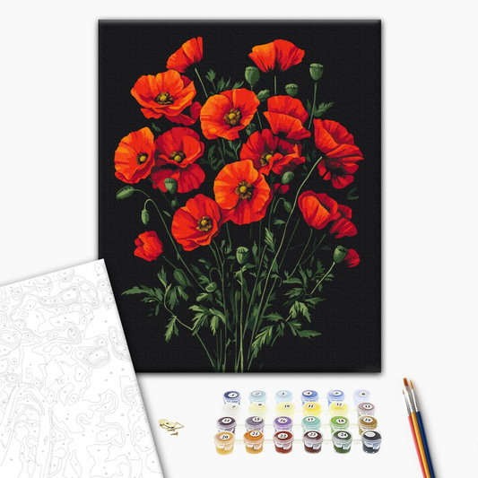 The Charm of Poppies Paint by Numbers, Brushme