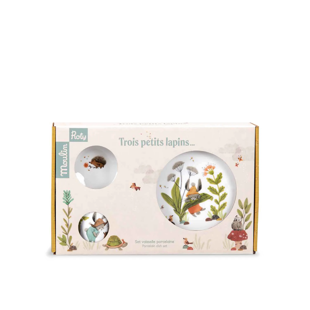 Porcelain Dish Set, Trois Petits Lapins, Decoration for Kids 3+