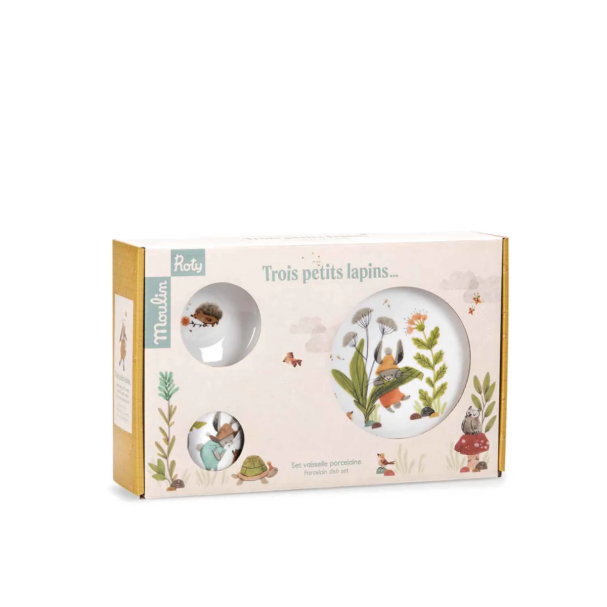 Porcelain Dish Set, Trois Petits Lapins, Decoration for Kids 3+