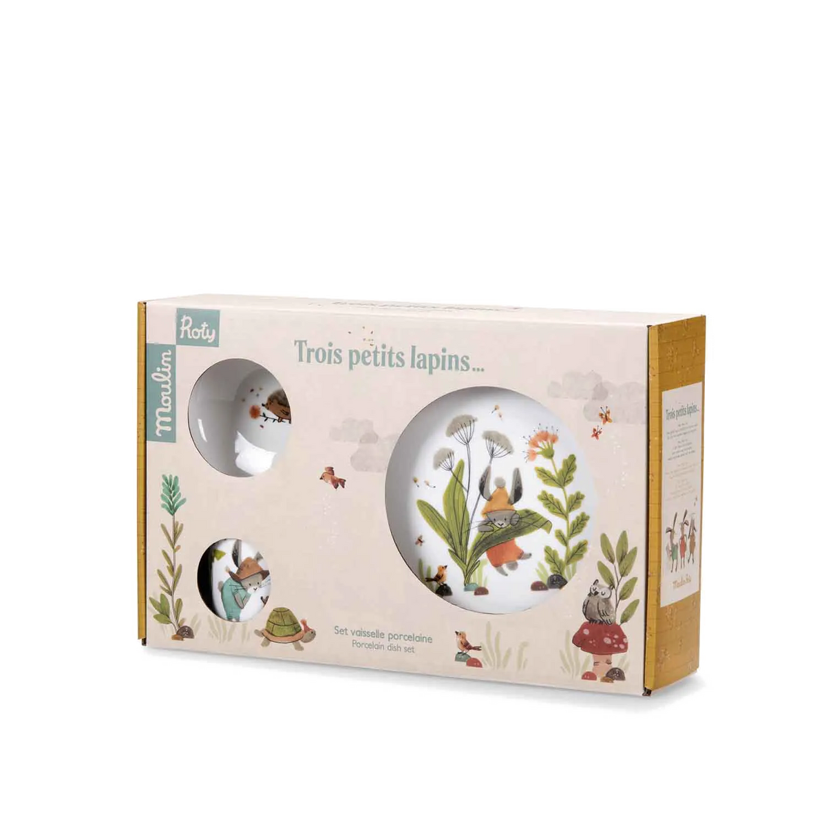 Porcelain Dish Set, Trois Petits Lapins, Decoration for Kids 3+