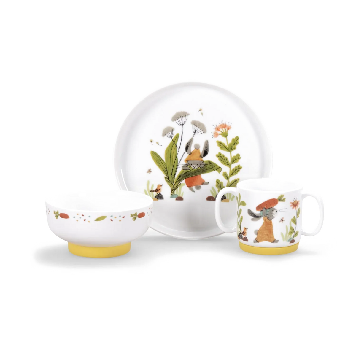 Porcelain Dish Set, Trois Petits Lapins, Decoration for Kids 3+