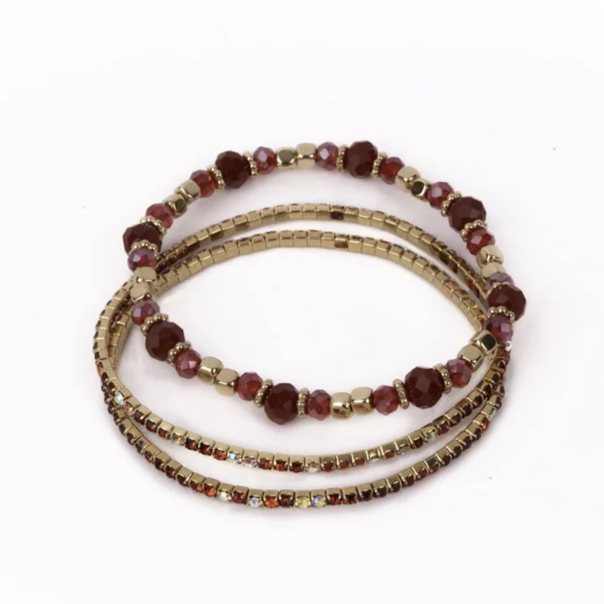 Boutique Ruby Red Bracelet Set: 3 Pieces, Costume Accessory for Kids 3+