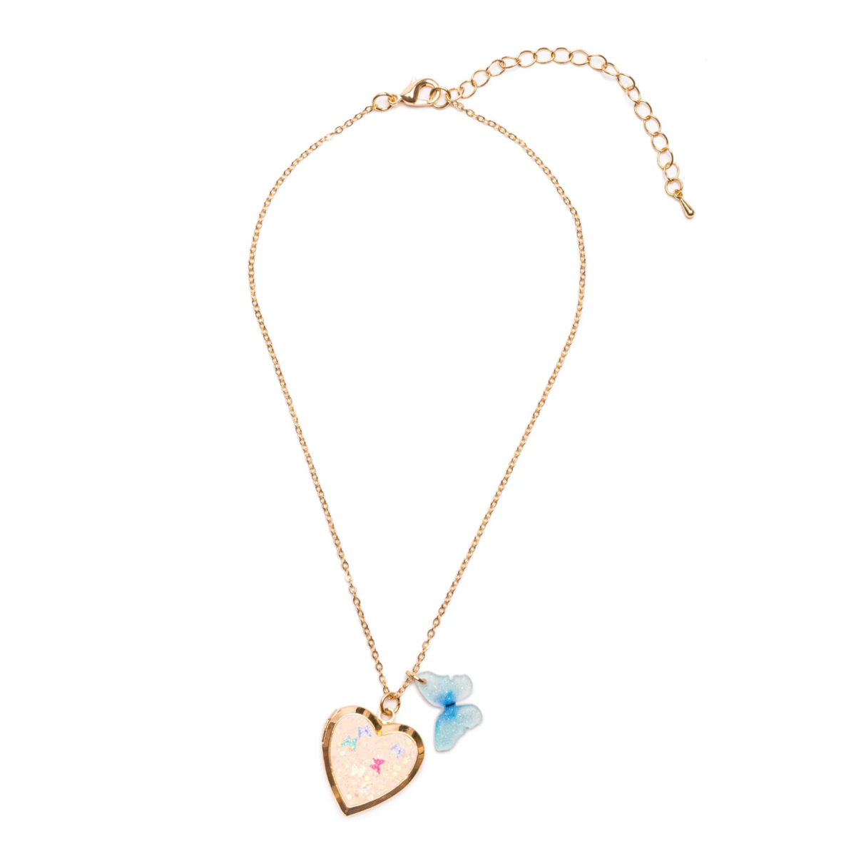 Butterfly Heart Locket Necklace, Costume Accessory for Kids 3+
