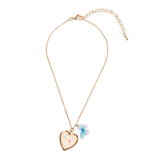 Butterfly Heart Locket Necklace, Costume Accessory for Kids 3+