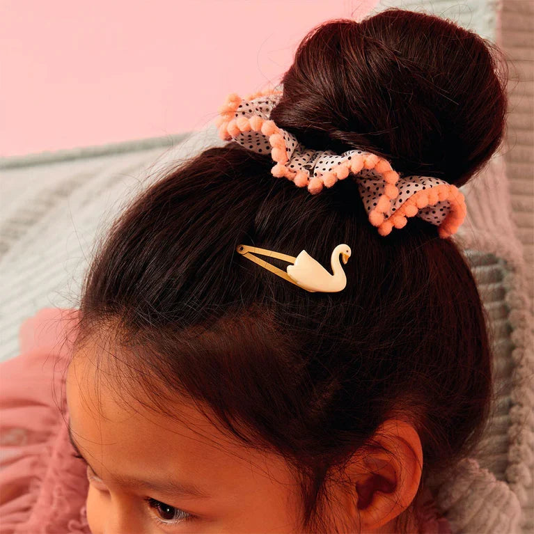 Anna, Scrunchie, 3+, Polka Dot Peach Trim Scrunchie