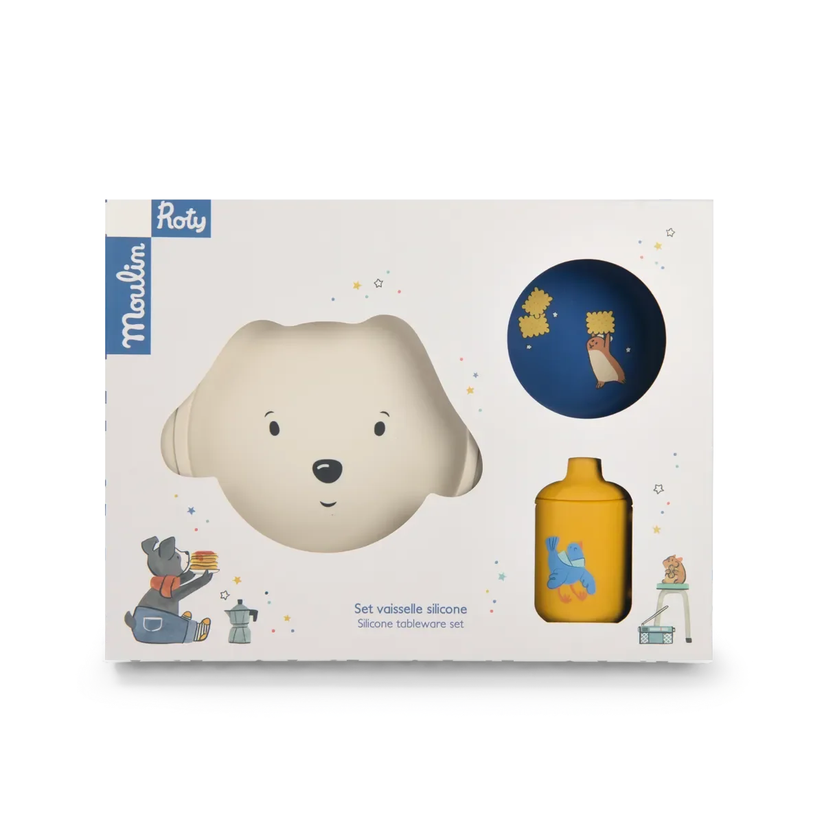 Silicone Dish Set, Puce & Pilou, Decoration for Kids 1+