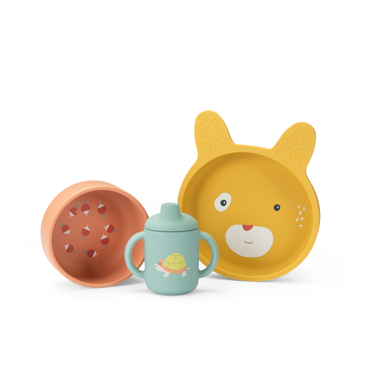 Silicone Dish Set, Trois Petits Lapins, Decoration for Kids 1+